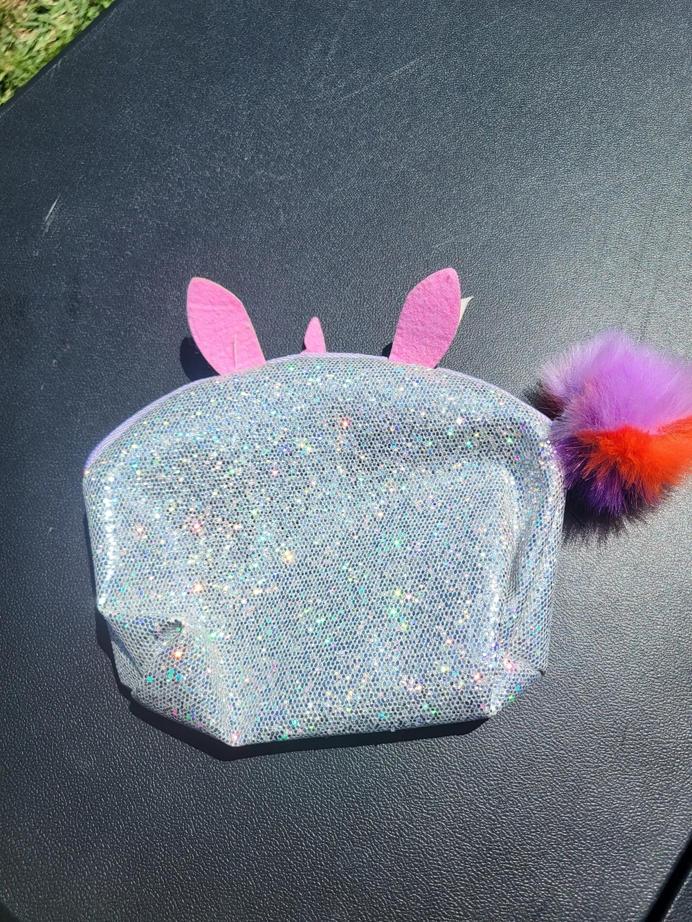 Cat and Jack Unicorn Makeup Bag Silver Glitter Excellent Condition